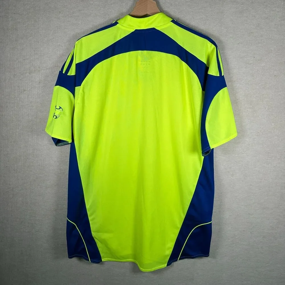 Adidas Soccer Jersey Shirt Mens Large Neon Green Blue Climacool Performance